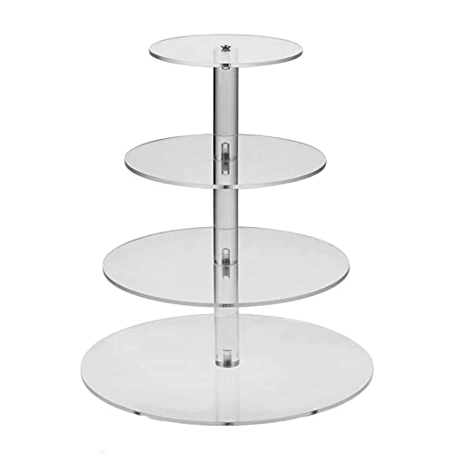 SOQKEEN Cupcake Ständer, Tortenständer 4 Etagen Acryl, 31,6cm klar rund Torten Etagere 4-stöckig Acryl für Hochzeit, Geburtstag, Nachmittagstee, Party