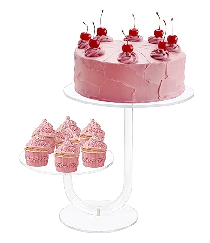 Tortenständer mit 2 Etagen, Acryl, transparent, für Cupcakes, Dessert, Gebäck, für Hochzeiten, Geburtstage, Jubiläen, Babypartys (20,3 cm und 25,4 cm)