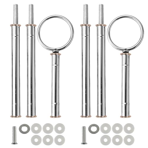 Ezydka 2 Sets Etageren Stangen Set Ø 1cm Etagere Bausatz, Etagere stangen Set Edelstahl Etagerenhalter mit Schrauben und Unterlegscheiben, Silber, 2 bis 3 Etage